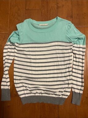 41 Hawthorn Mint and Gray Striped Crewneck Sweater
